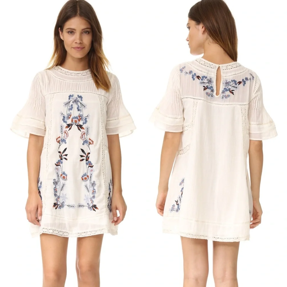 Free People Perfectly Victorian Floral Embroidered Mini Dress - Picture 1 of 11